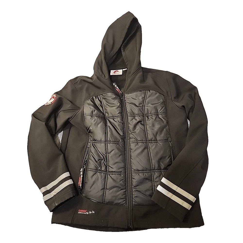 Canada‎ Weathergear Mens Medium Hybrid Softshell Puffer Jacket Black Hooded